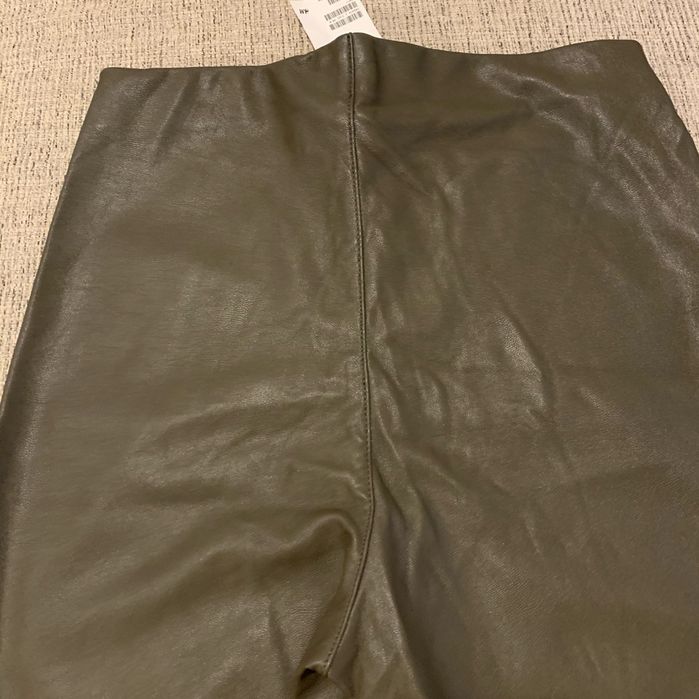 H&M olive green faux leather leggings